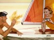 Couple and Sailboat, Biscayne Bay, Miami, 1968